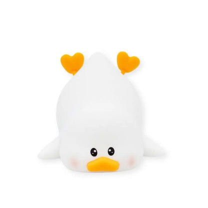 Veilleuse canard maladroit rechargeable, canard blanc doux aux oreilles en forme de cœur orange et bec jaune