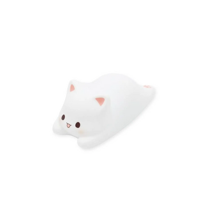 Veilleuse chat endormi rechargeable : chat blanc moelleux souriant
