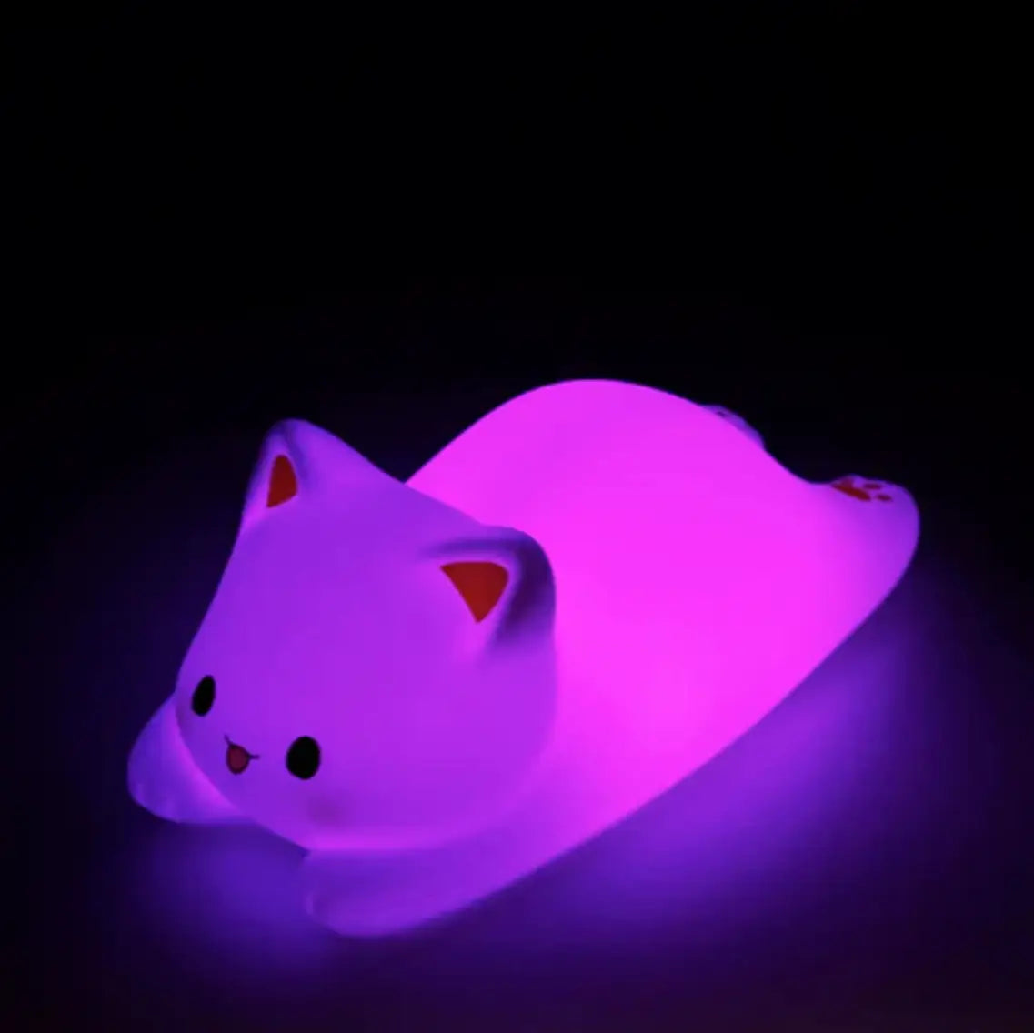 Veilleuse chat endormi rechargeable violette lumineuse pour chambre d’enfant