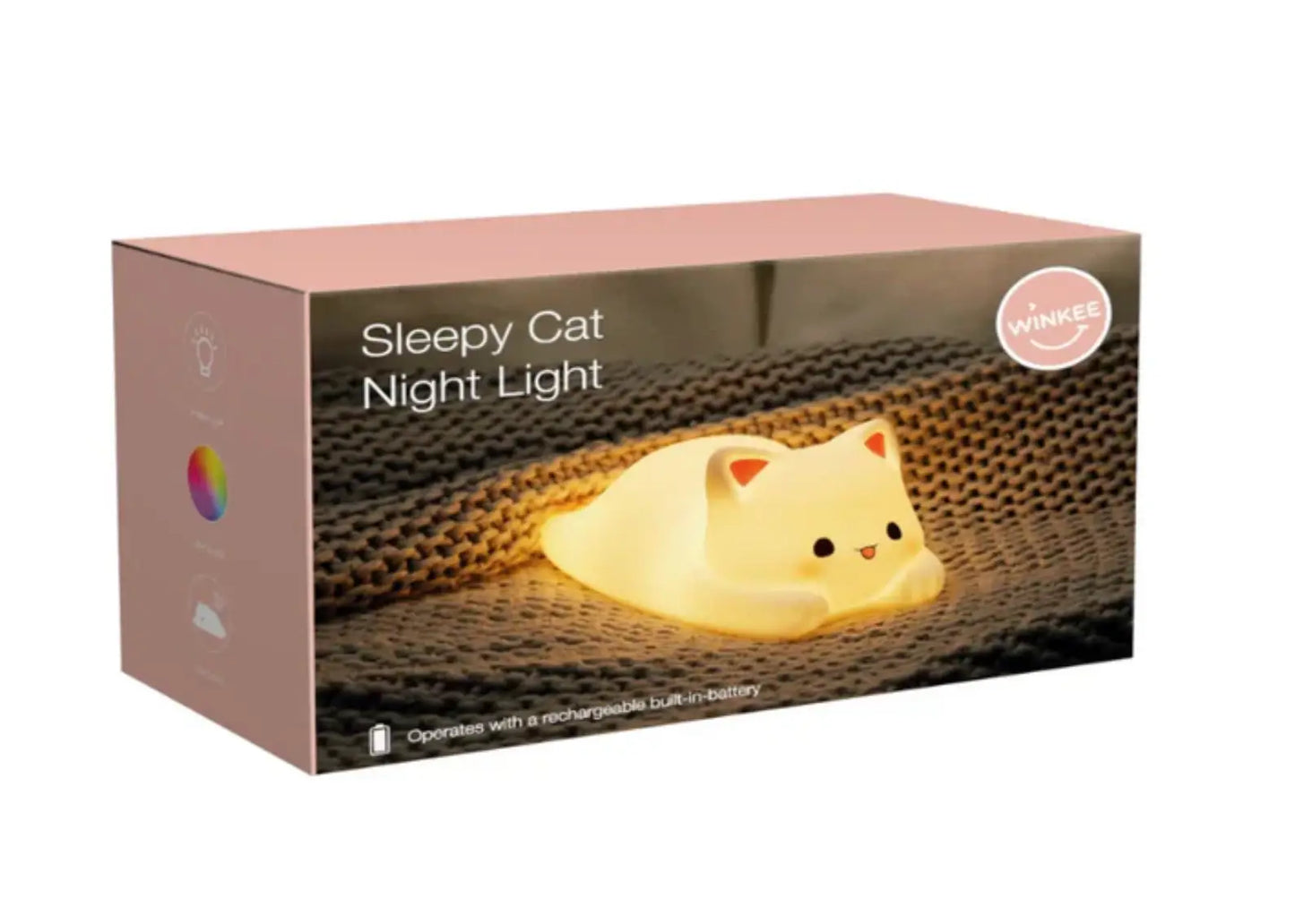 Veilleuse chat endormi rechargeable en silicone crème mignonne avec lumière tamisée