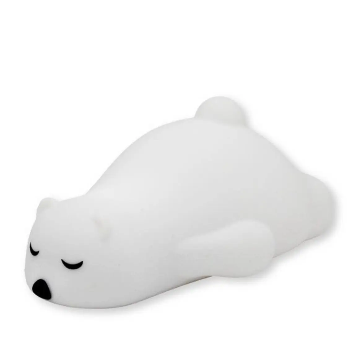 Veilleuse ours polaire endormi rechargeable en forme de stress ball blanc silicone doux