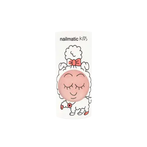 Vernis à l’eau enfant pêche pailleté avec sheep, face rose, nœud et cœur charmé