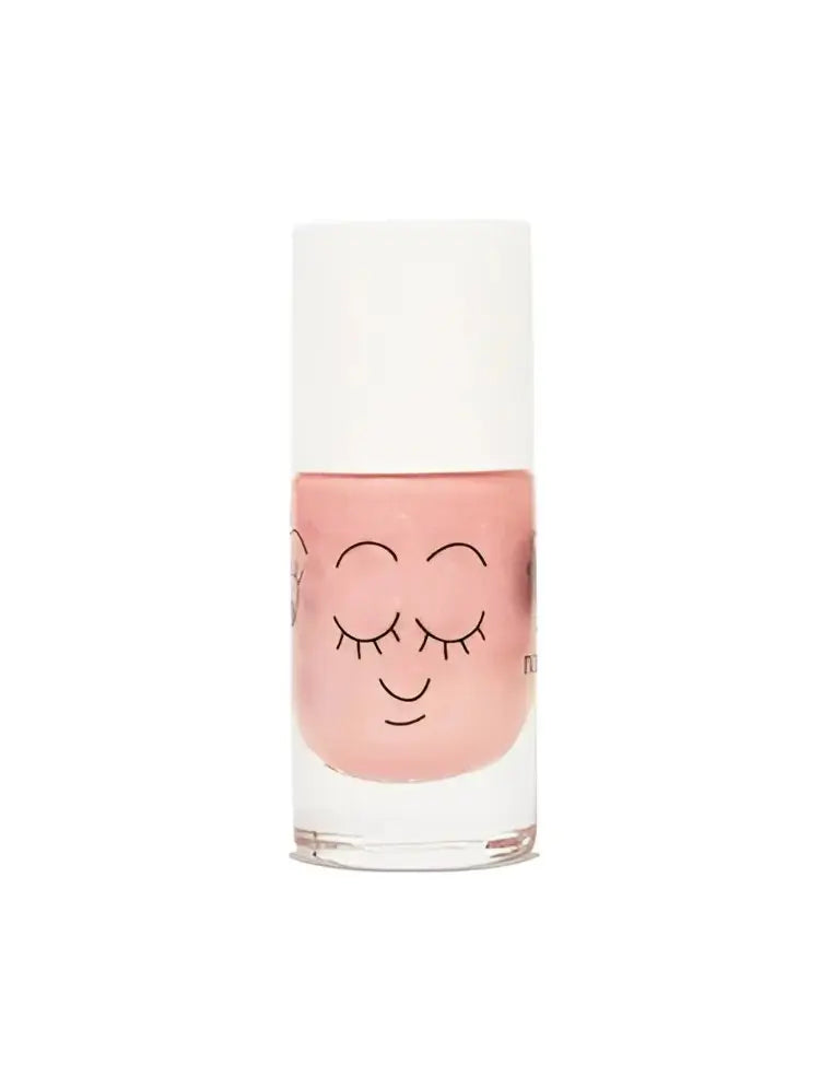 Vernis à l’eau enfant Peachy Pêche Pailleté : flacon rose clair motif visage endormi