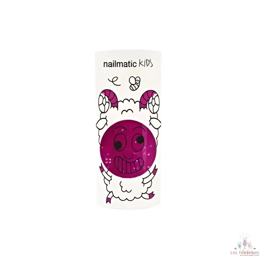 Vernis à ongles Sheepy Framboise pailleté pour petites mains, design mouton rose