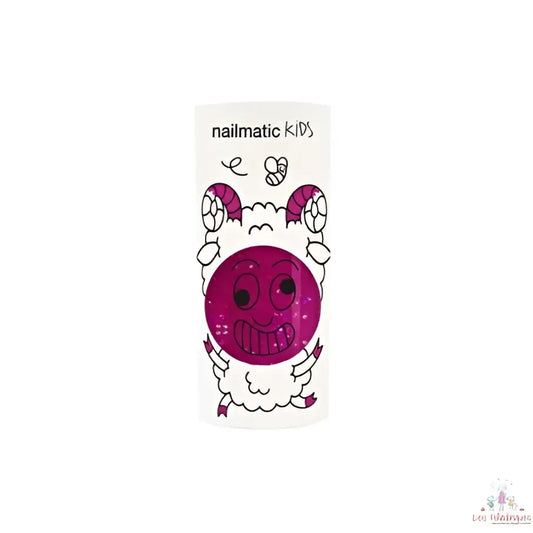 Vernis à ongles Sheepy Framboise pailleté pour petites mains, design mouton rose