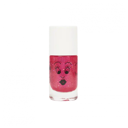 Flacon rose pailleté Vernis À L’Eau Enfant Sissi, visage cartoon mignon