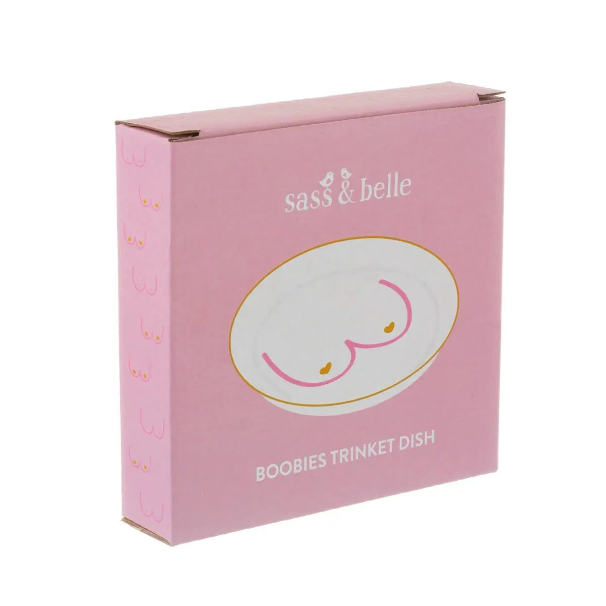 Boîte en carton rose Vide Poche Boobs, design minimaliste avec accents dorés