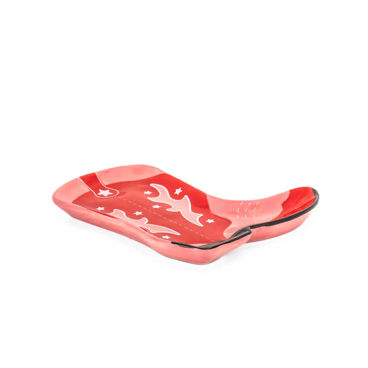 Coupelle botte rouge cowboy rose vide poche botte