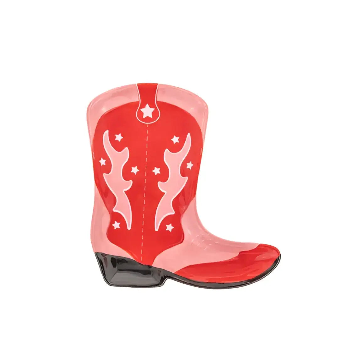 Vide poche botte de cowboy rose, coupelle botte rouge avec étoile et flammes