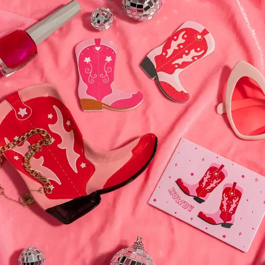 Vide poche botte de cowboy rose, coupelle botte rouge en forme de boot