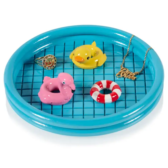 Poche floaty pool bleu miniature, vide poche floaty, petit récipient pour bijoux