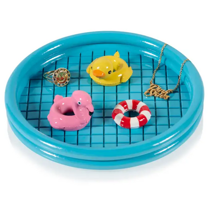 Poche floaty pool bleu miniature, vide poche floaty, petit récipient pour bijoux