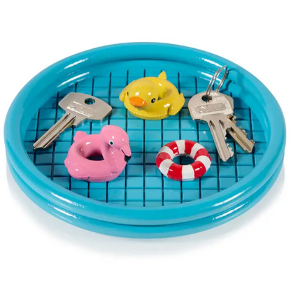 Mini piscine turquoise vide poche floaty avec clés et jouets flottants colorés