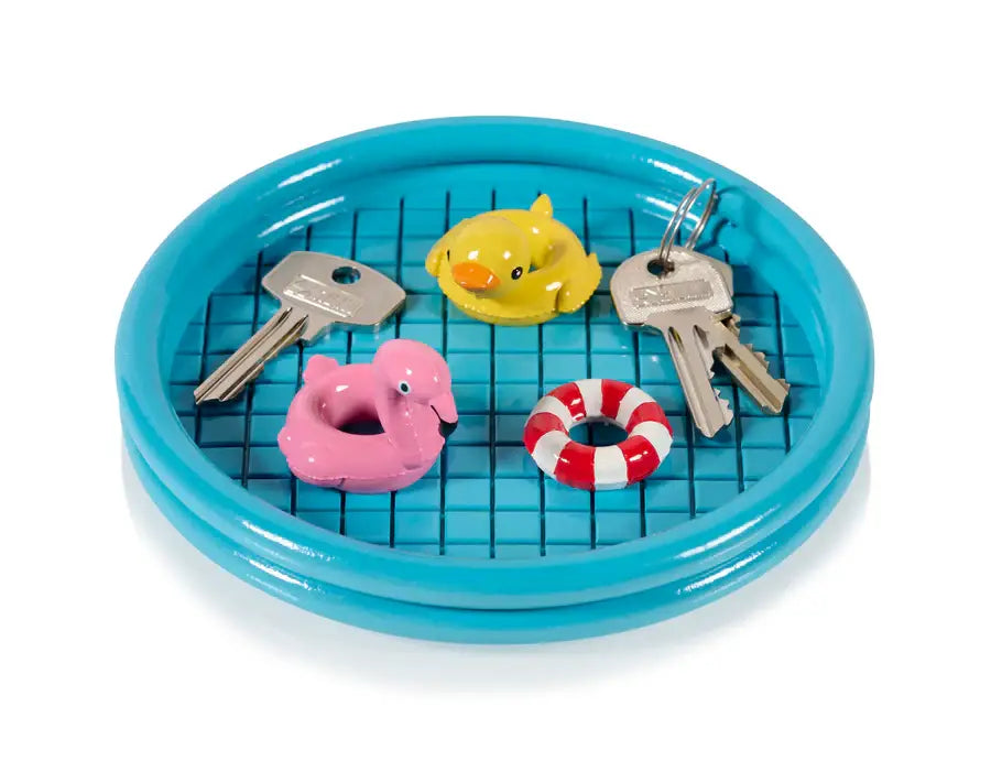 Petit bassin gonflable turquoise Vide Poche Floaty Pool avec clés et jouets ludiques