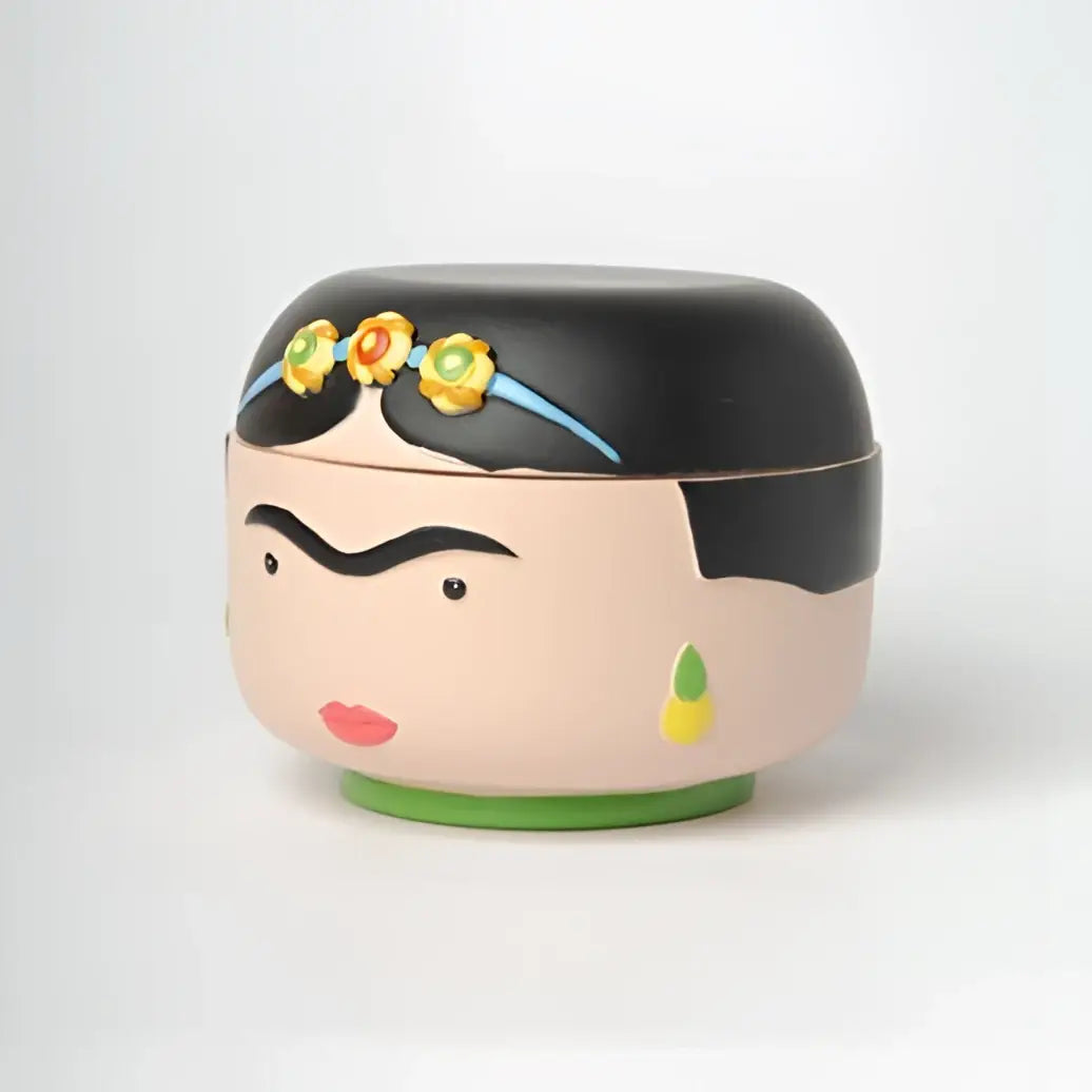 Vide poche Frida : buste céramique charmant de Frida Kahlo aux fleurs jaunes et vertes