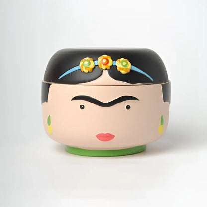 Vide poche Frida : pot en céramique visage Frida Kahlo fleuri