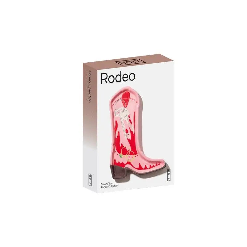 Vide poche Rodeo : boot rose far west en déco décalée, boîte blanc marron
