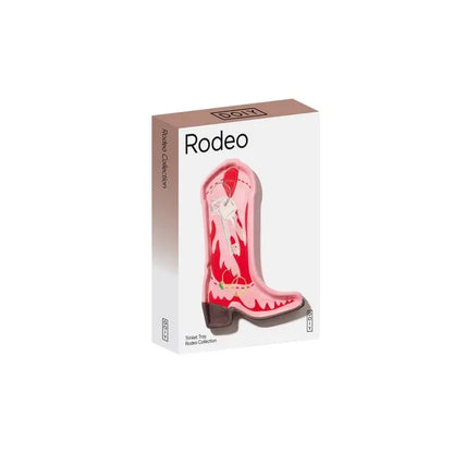 Vide poche Rodeo : boot rose far west en déco décalée, boîte blanc marron