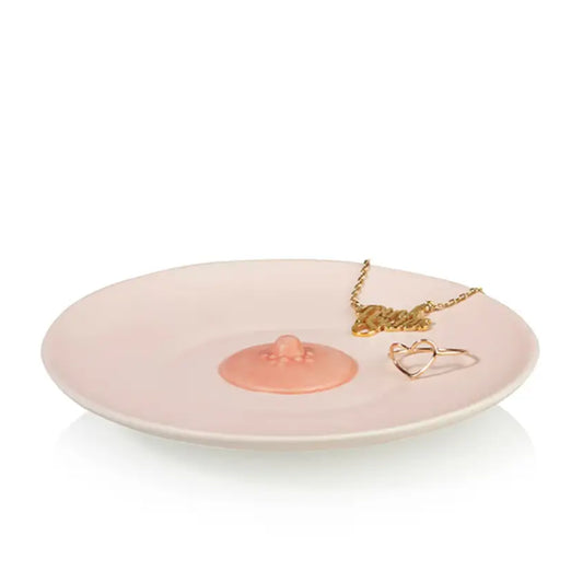 Vide poche sein en porcelaine rose, touche artistique, idée cadeau originale