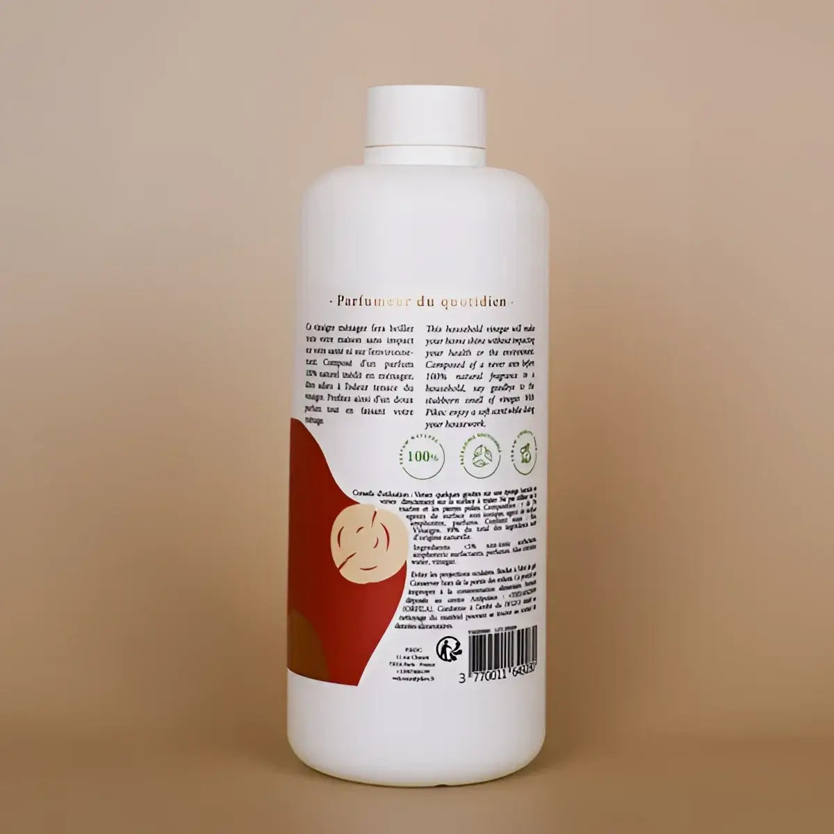 Bouteille de vinaigre santal frais 500 mL pour consommation responsable