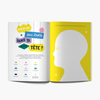 Livre à remplir VIVE-TOI ! design coloré avec bulles de dialogue et silhouette pour reconnecter à soi