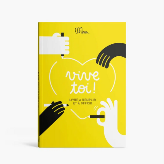 Journal jaune vif VIVE-TOI ! à remplir, illustrations minimalistes, reconnecter à soi