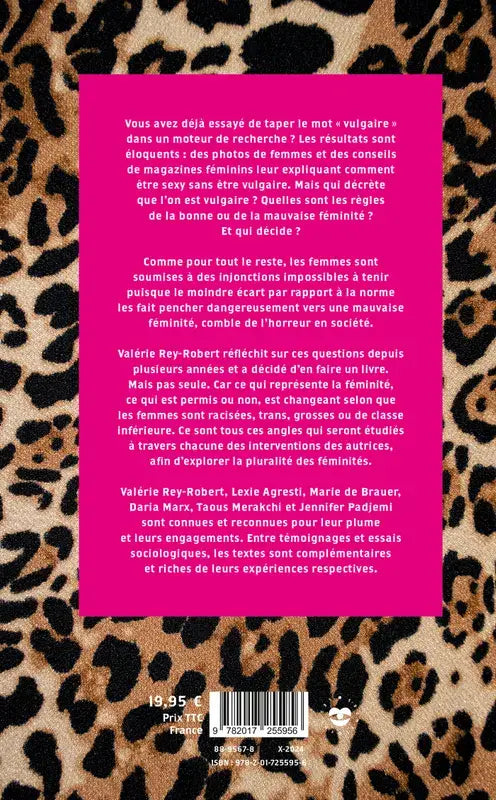Couverture du livre Vulgaire Qui Décide ? avec bord léopard et centre rose sur liberté d’expression