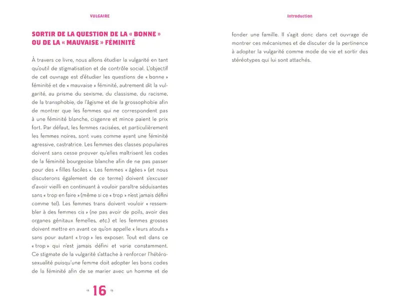 Page d’un livre sur la féminité bonne et mauvaise dans Vulgaire Qui Décide ?